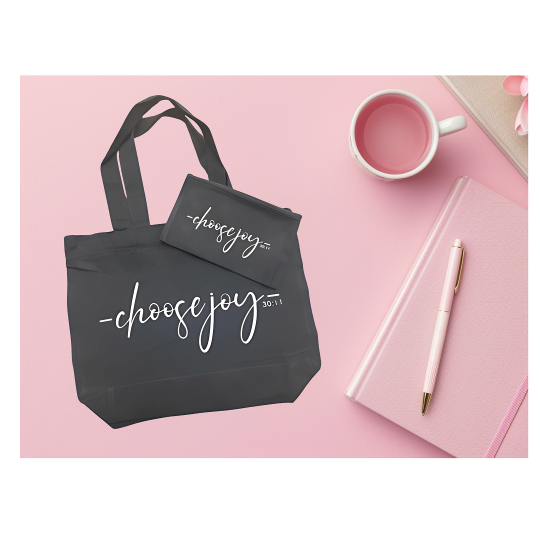 Choose Joy Tote & Cosmetic Bag Bundle