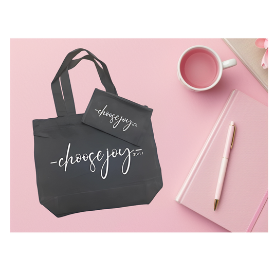 Choose Joy Tote & Cosmetic Bag Bundle