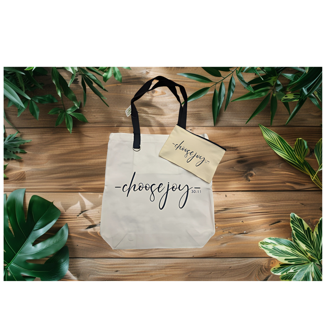 Choose Joy Tote & Cosmetic Bag Bundle